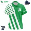 Kid Golf Polo Shirts Custom Green Clover American Flag St Patrick Day Golf Shirts Golfing Gifts
