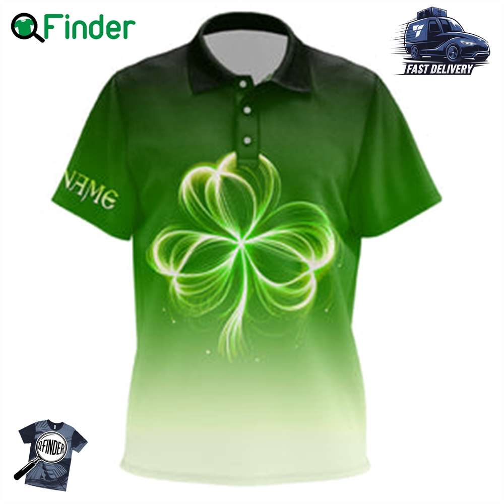 Kid Golf Polos Shirt Custom Gradient Green Light Clover St Patrick's Day Golf Apparel Kid Golf Polos Shirt Custom Gradient Green Light Clover St Patrick's Day Golf Apparel