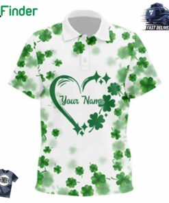 Kid Golf Polos Shirt Custom Green Clover Heart St Patrick's Day Pattern Kid Golf Polos Shirt