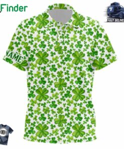 Kid Golf Polos Shirt Custom Watercolor Green Clover St Patrick's Day Pattern Golf Polos Shirt For Kid