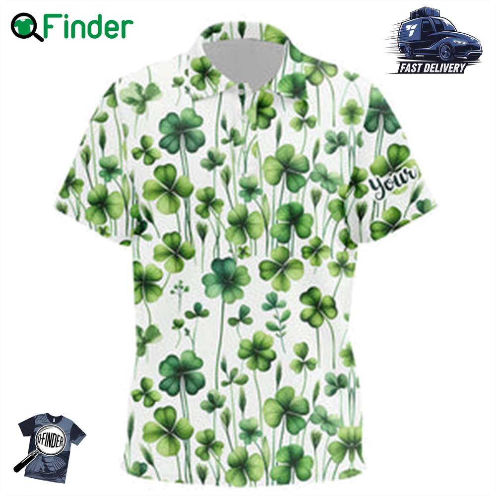 Kid Golf Polos Shirts Custom Green Clover St Patrick's Day Pattern Golf Polos Shirt For Kid Kid Golf Polos Shirts Custom Green Clover St Patrick's Day Pattern Golf Polos Shirt For Kid