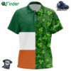 Kid Golf Polos Shirts Custom Green Clover St Patrick's Day Pattern Ireland Flag Polos Shirts