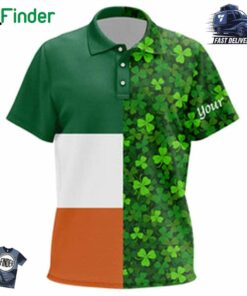 Kid Golf Polos Shirts Custom Green Clover St Patrick's Day Pattern Ireland Flag Polos Shirts