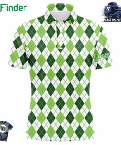 Mens Golf Polo Shirts Green Argyle St Patrick's Day Pattern Golf Shirts Custom Team Golf Polo For Men
