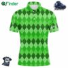 Mens Golf Polo Shirts Green Argyle Pattern Golf Shirts Custom Team Golf Polo For Men St Patrick Day