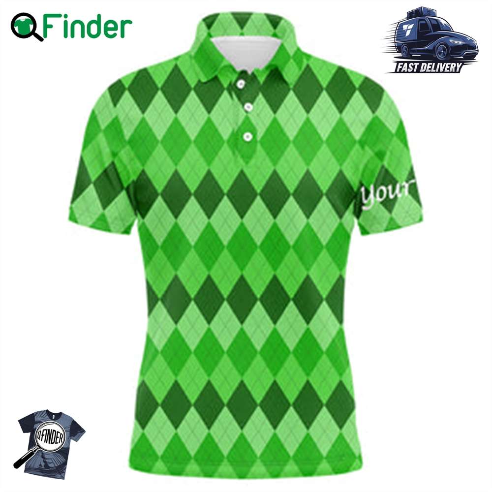 Mens Golf Polo Shirts Green Argyle Pattern Golf Shirts Custom Team Golf Polo For Men St Patrick Day Mens Golf Polo Shirts Green Argyle Pattern Golf Shirts Custom Team Golf Polo For Men St Patrick Day