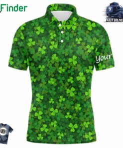Mens Golf Polo Shirts Green Clover St Patrick's Day Pattern Golf Shirts Custom Team Golf Polo