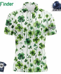 Mens Golf Polo Shirts Green Clover St Patrick's Day Pattern Golf Shirts Custom Team Golf Polos