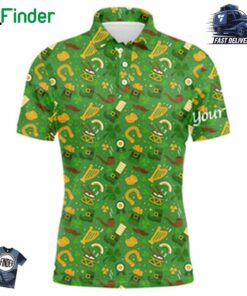 Mens Golf Polo Shirts Saint Patrick's Day Green Pattern Golf Shirts Custom Team Golf Polo For Men
