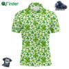 Mens Golf Polo Shirts Watercolor Green Clover St Patrick's Day Pattern Golf Shirts Custom Golf Polos