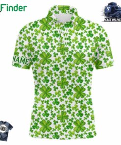 Mens Golf Polo Shirts Watercolor Green Clover St Patrick's Day Pattern Golf Shirts Custom Golf Polos