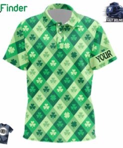 Funny Kid Golf Polo Shirts Custom Green Clover Pattern St Patrick's Day Golfing Gifts