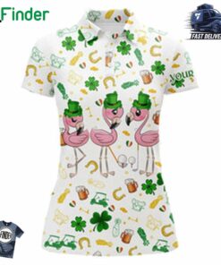 Womens Mens Golf Polos Shirt Custom St Patrick's Day Pattern Golf Clothes Flamingo Golf Polos