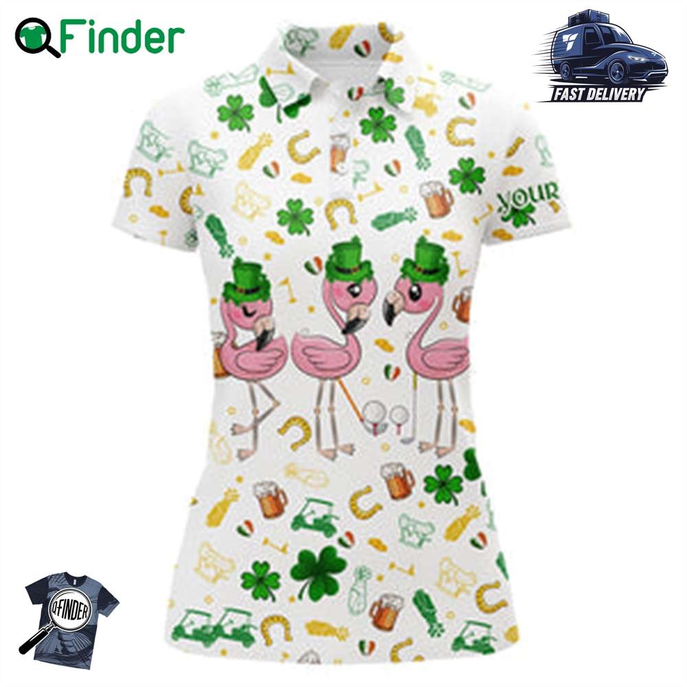 Womens Mens Golf Polos Shirt Custom St Patrick's Day Pattern Golf Clothes Flamingo Golf Polos Womens Mens Golf Polos Shirt Custom St Patrick's Day Pattern Golf Clothes Flamingo Golf Polos