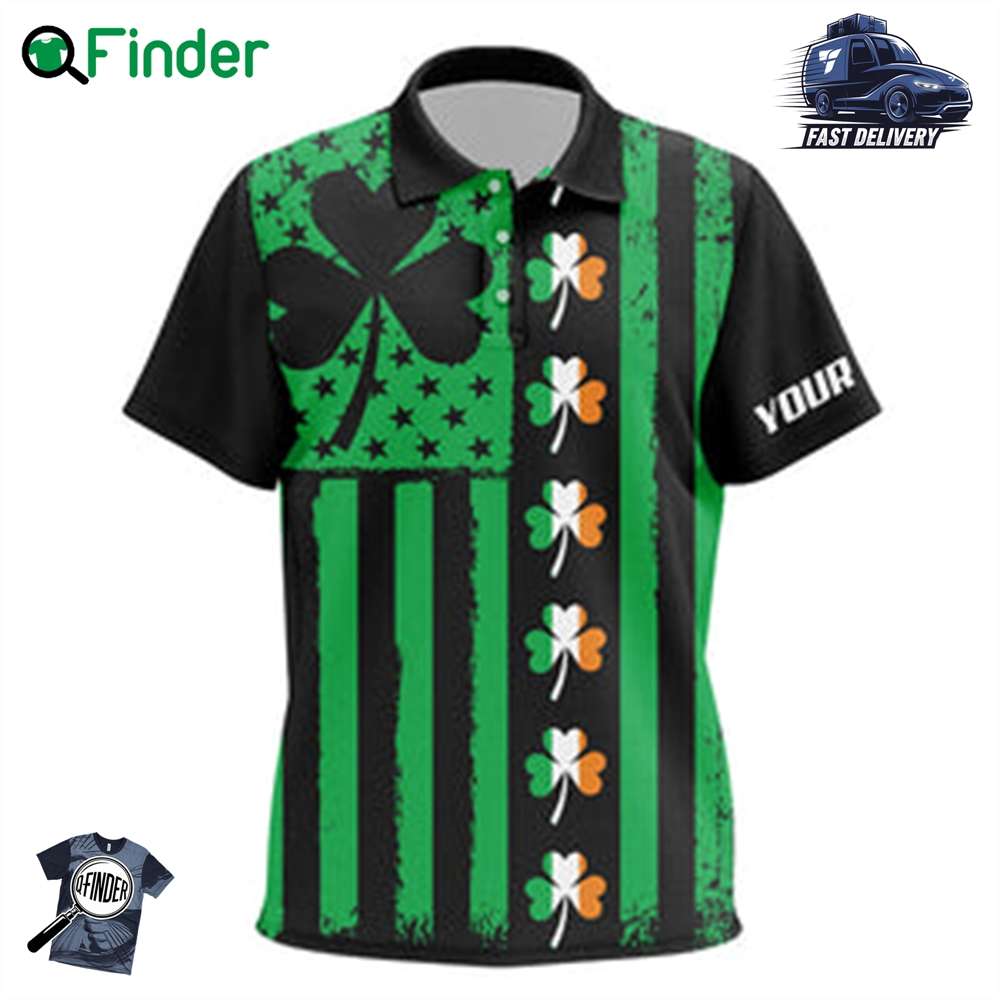 St Patrick Day American Flag Green Clover Kid Golf Polo Shirts Custom Golf Tops For Kid Golfing Gift St Patrick Day American Flag Green Clover Kid Golf Polo Shirts Custom Golf Tops For Kid Golfing Gift