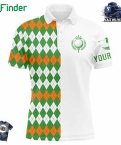 Golf Polo Shirts For Men Custom St Patricks Day Argyle Plaid Pattern Golf Shirts Gift For Golf Lovers