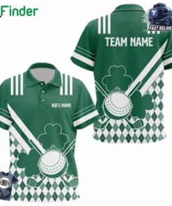 Green And White Argyle Shamrock St Patrick's Day Kid Golf Polo Shirts Custom Kid Golf Clothing