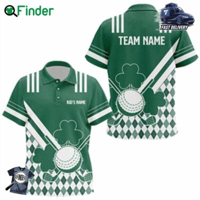 Green And White Argyle Shamrock St Patrick's Day Kid Golf Polo Shirts Custom Kid Golf Clothing