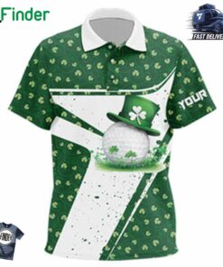 Green And White Clover Pattern Kid Golf Polo Shirts Customize St Patrick Day Team Golf Attire For Kid