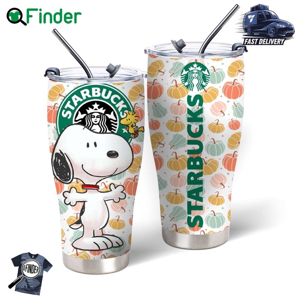 Snoopy Tumbler Stainless Steel Tumblers 20oz 30oz Starbucks Pumpkin Snoopy Tumbler - Stainless Steel Tumblers 20oz 30oz - Starbucks Pumpkin
