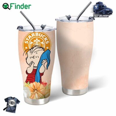 Snoopy Tumbler - Stainless Steel Tumblers 20oz 30oz - Starbucks Pumpkin - Linus Van Pelt-20oz Tumbler