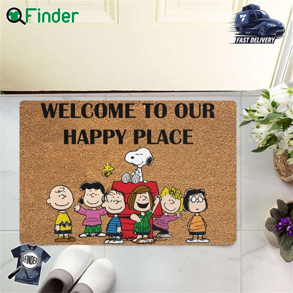 Snoopy Doormat Snoopy Decor Welcome To Out Happy Place doormat Snoopy Doormat - Snoopy Decor - Welcome To Out Happy Place-doormat