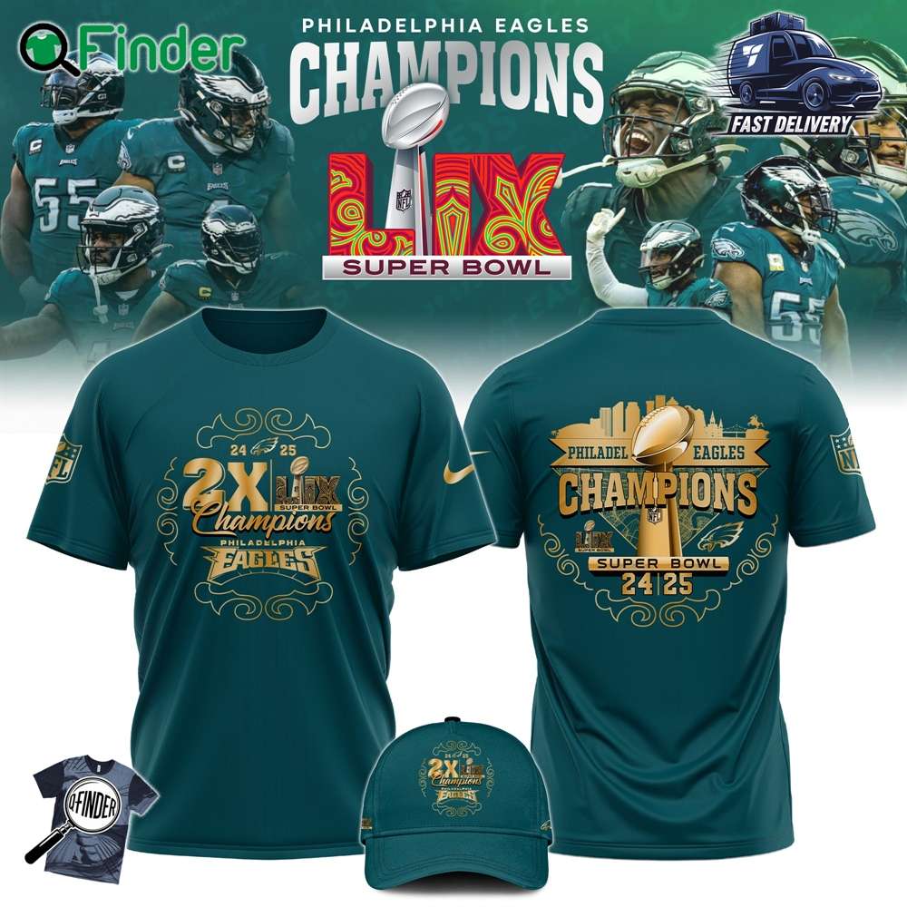 Philadelphia Eagles Super Bowl Lix Champions T shirt 2025 Philadelphia Eagles Super Bowl Lix Champions T-shirt 2025