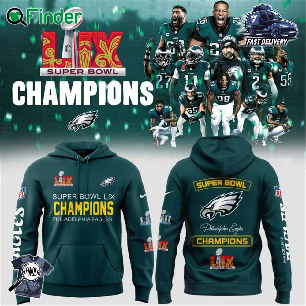 Philadelphia Eagles 2 Time Super Bowl Champion Hoodie Philadelphia Eagles 2 Time Super Bowl Champion Hoodie