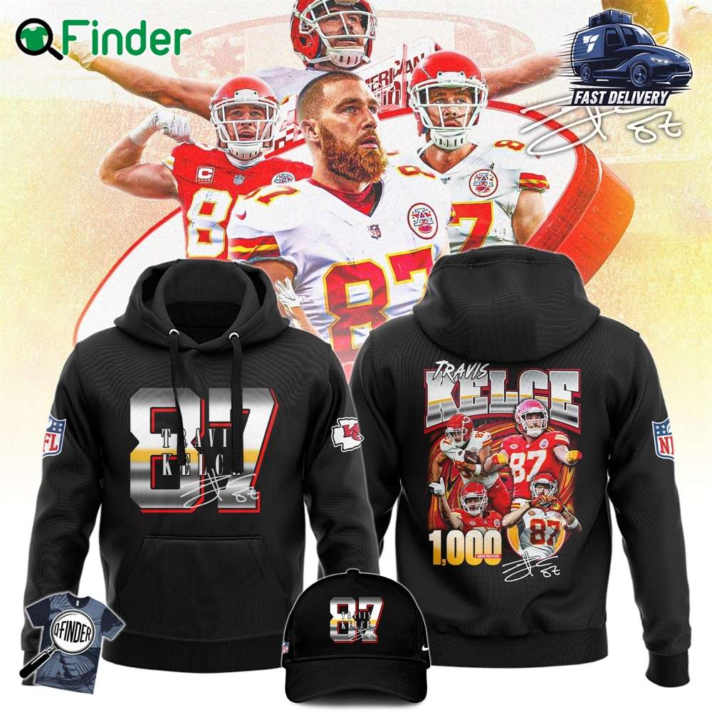 Travis Kelce Kansas City Chiefs 1000 Career Receptions Hoodie T shirt Editions Limited Travis Kelce Kansas City Chiefs 1000 Career Receptions Hoodie T-shirt Editions Limited