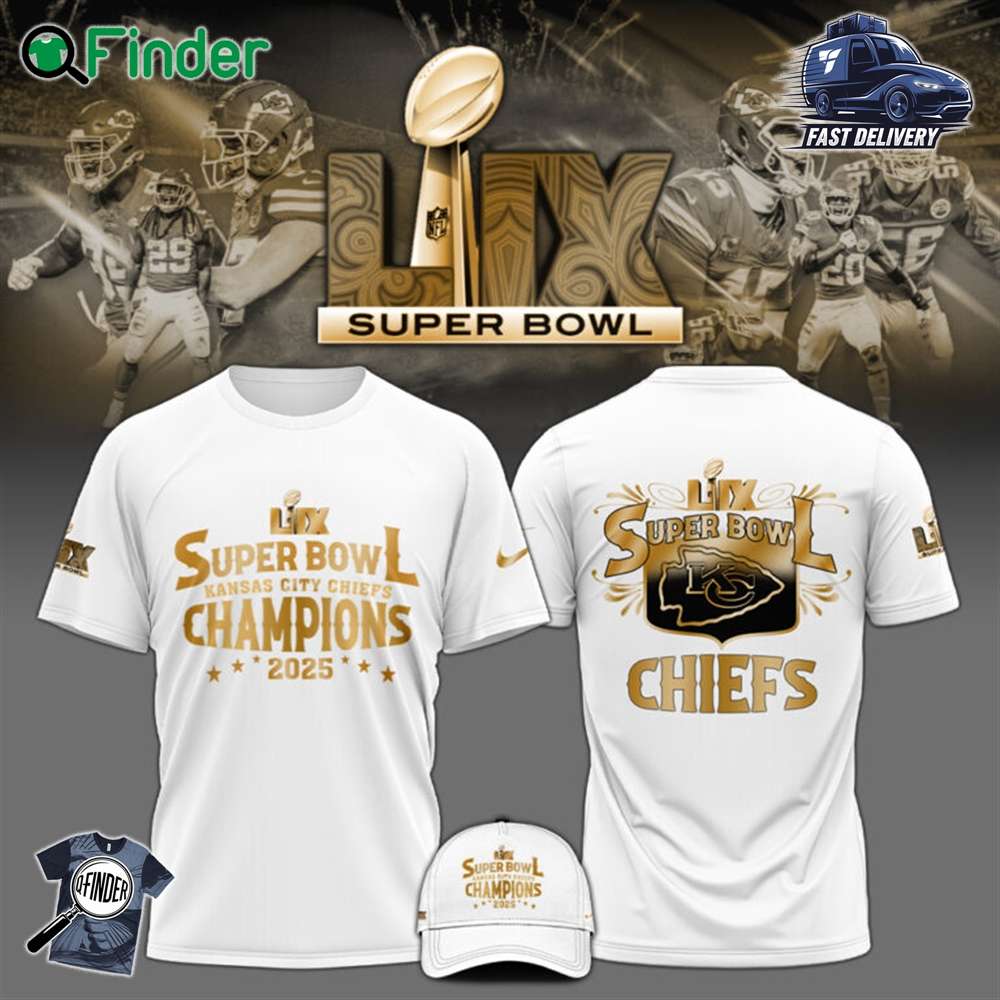 Kansas City Chiefs Champions Super Bowl 2025 Tshirt Limited Editions V1 White Kansas City Chiefs Champions Super Bowl 2025 Tshirt Limited Editions V1- White