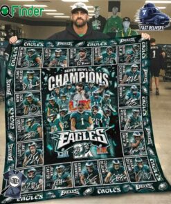 Philadelphia Eagles 2x Super Bowl Lix Champions Blanket