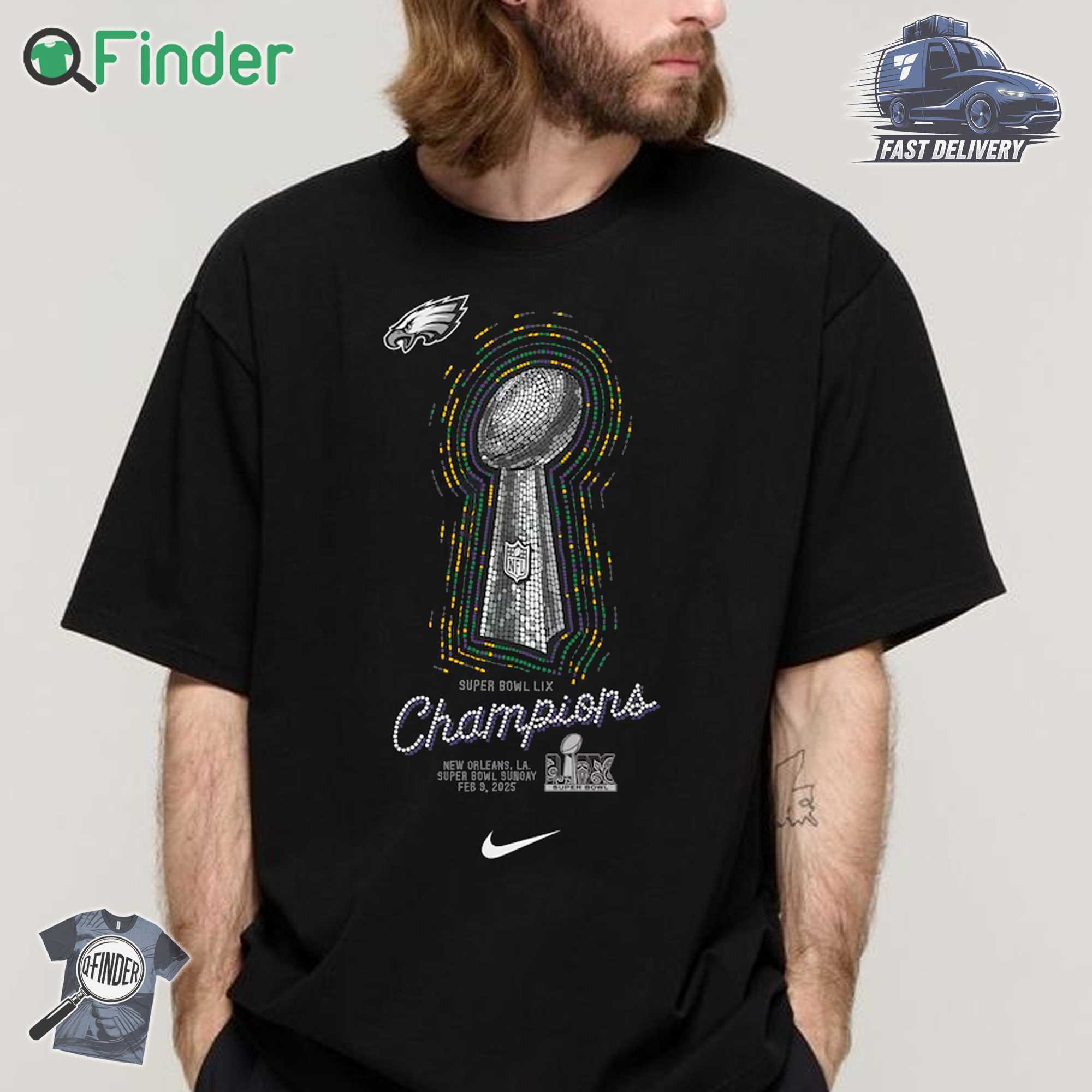 Philadelphia Eagles Nike Toddler Super Bowl Lix Champions Lombardi Trophy T shirt Philadelphia Eagles Nike Toddler Super Bowl Lix Champions Lombardi Trophy T-shirt