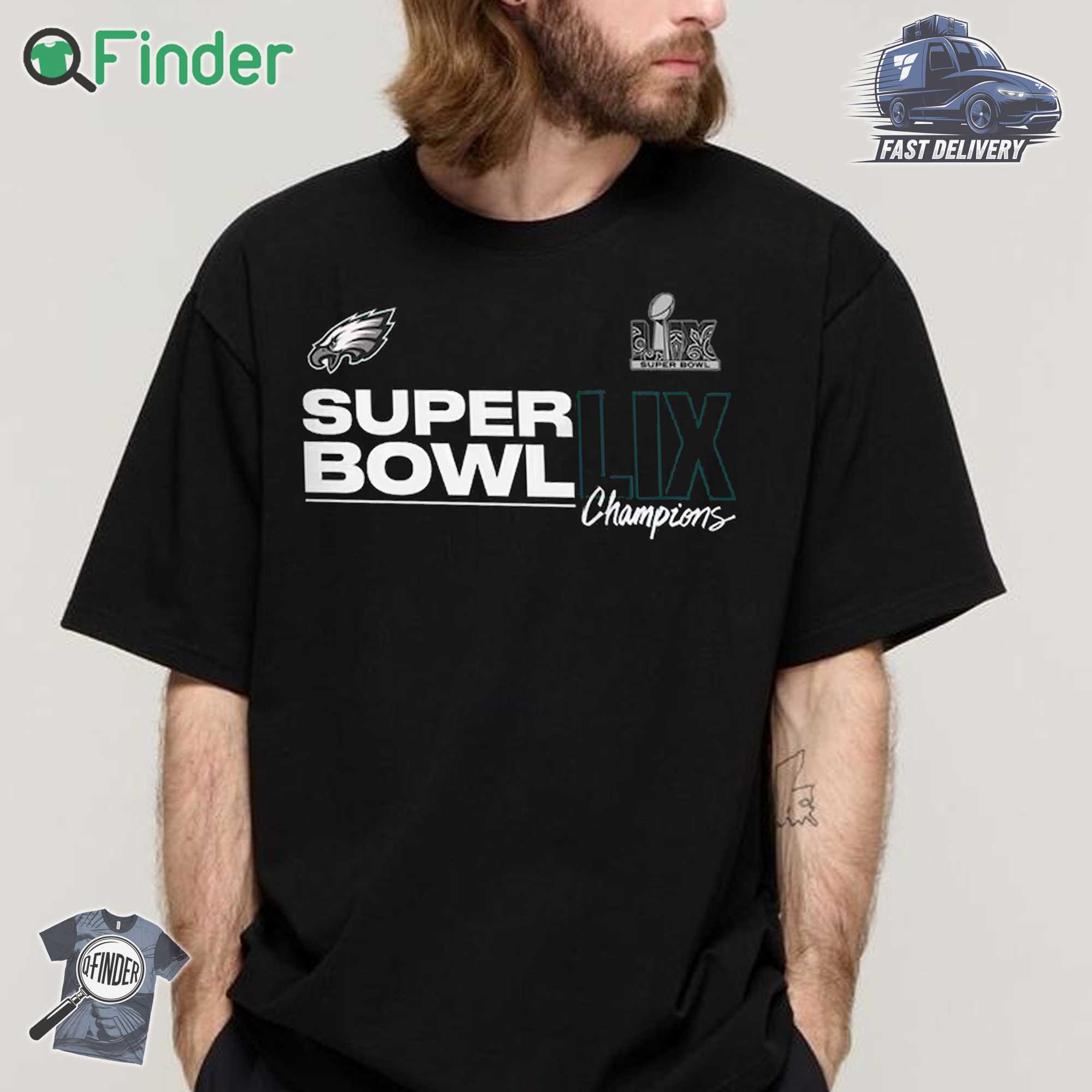 Philadelphia Eagles Fanatics Youth Super Bowl Lix Champions Roster T shirt Philadelphia Eagles Fanatics Youth Super Bowl Lix Champions Roster T-shirt