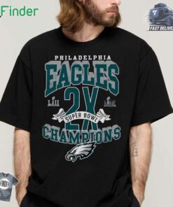 Philadelphia Eagles Majestic Threads Two-time Super Bowl Champions Yard Lines Heavyweight T-shirt