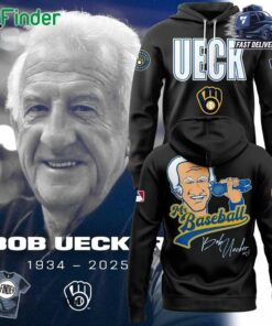 Honoring The Legend Brewers Icon And Baseball Hall Of Famer Bob Uecker Hoodie T-shirt Cap - Black