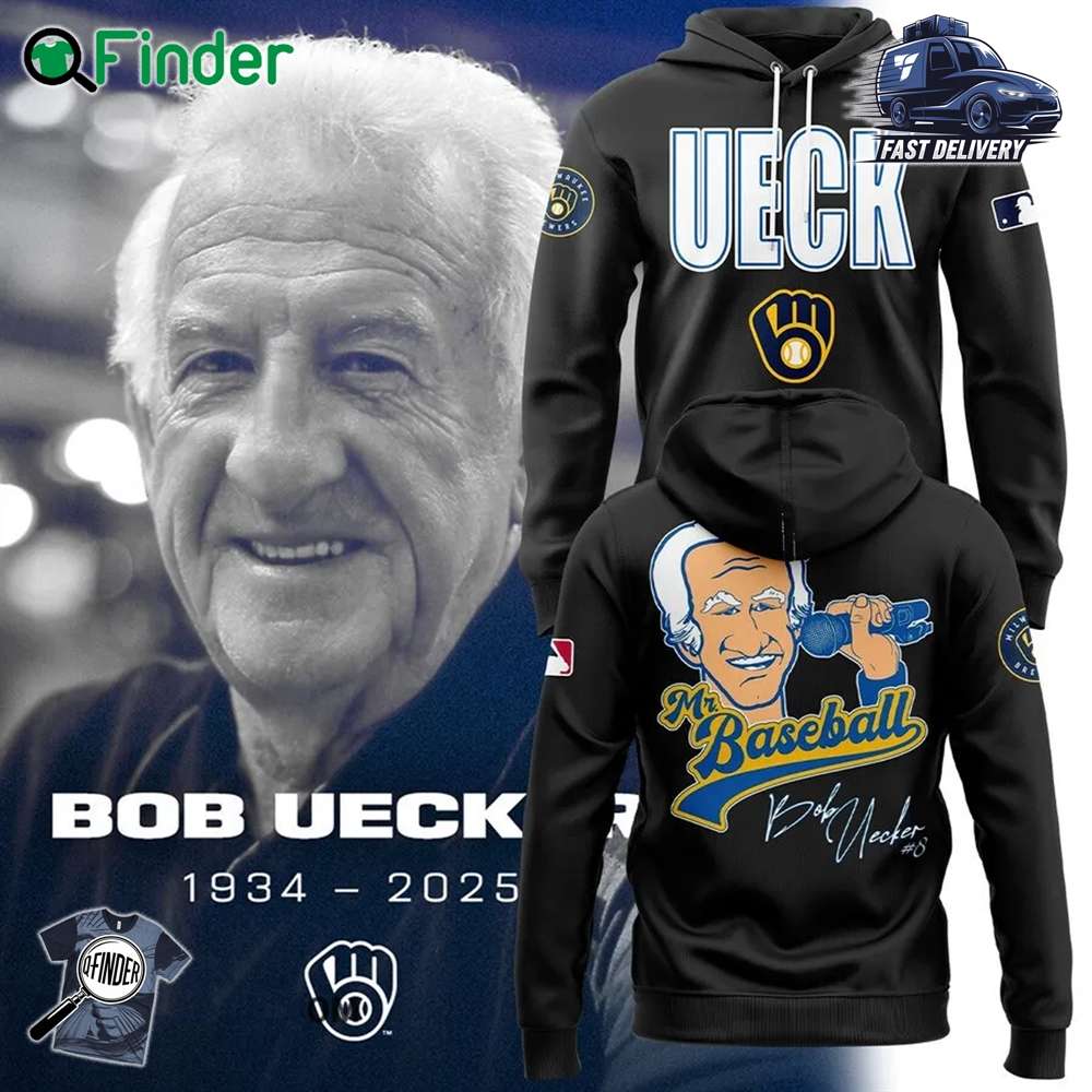 Honoring The Legend Brewers Icon And Baseball Hall Of Famer Bob Uecker Hoodie T shirt Cap Black Honoring The Legend Brewers Icon And Baseball Hall Of Famer Bob Uecker Hoodie T-shirt Cap - Black