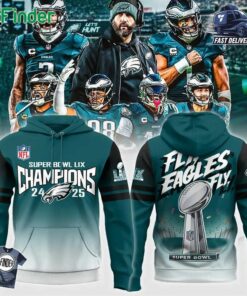 Philadelphia Eagles Super Bowl Lix Champions 24 - 25 Fly Eagles Fly Hoodie