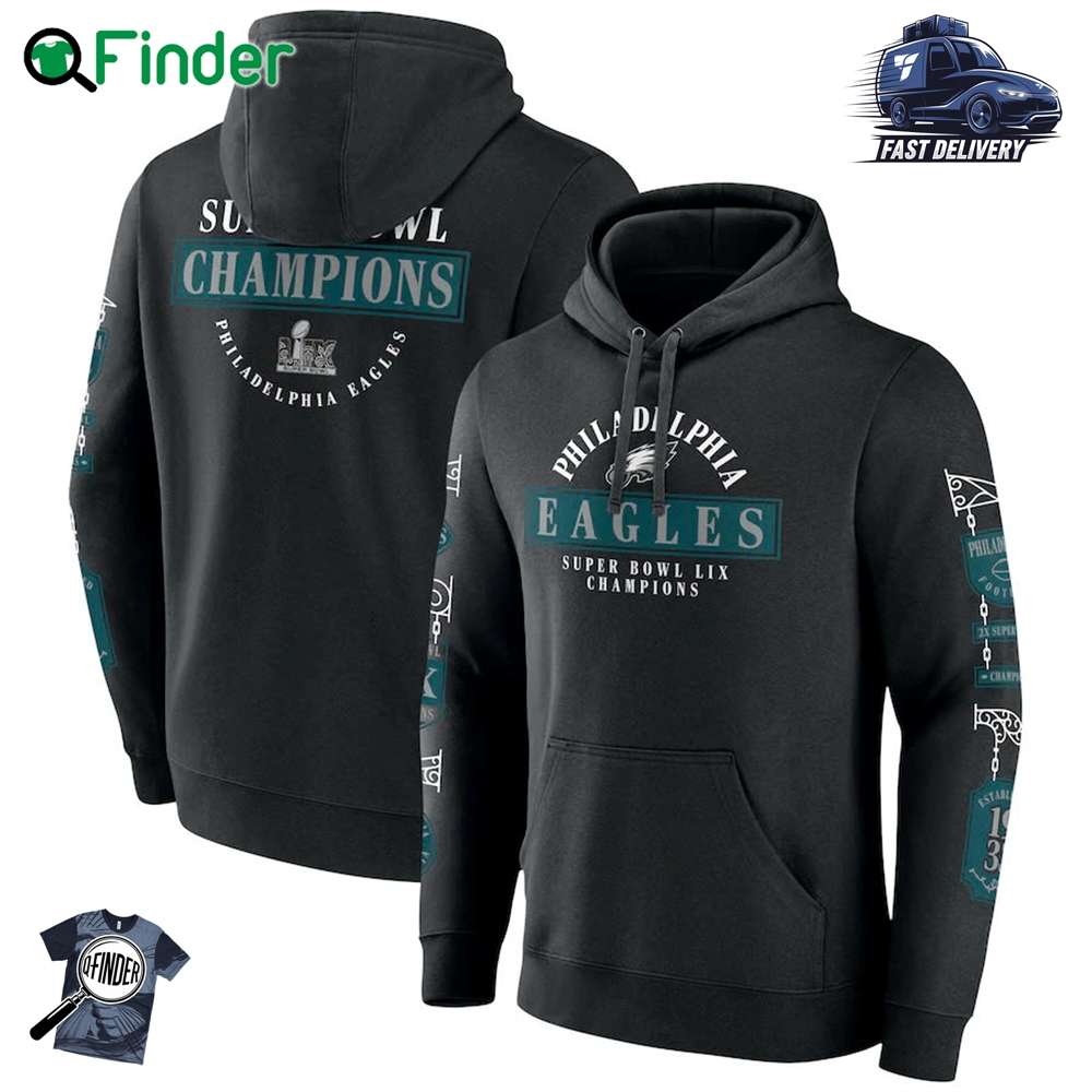 Philadelphia Eagles Fanatics Super Bowl Lix Champions Pullover Hoodie Black Philadelphia Eagles Fanatics Super Bowl Lix Champions Pullover Hoodie Black