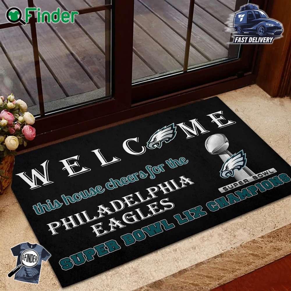 Welcome This House Cheers For The Philadelphia Eagles Super Bowl Lix Champions Doormat For Fans Welcome This House Cheers For The Philadelphia Eagles Super Bowl Lix Champions Doormat For Fans