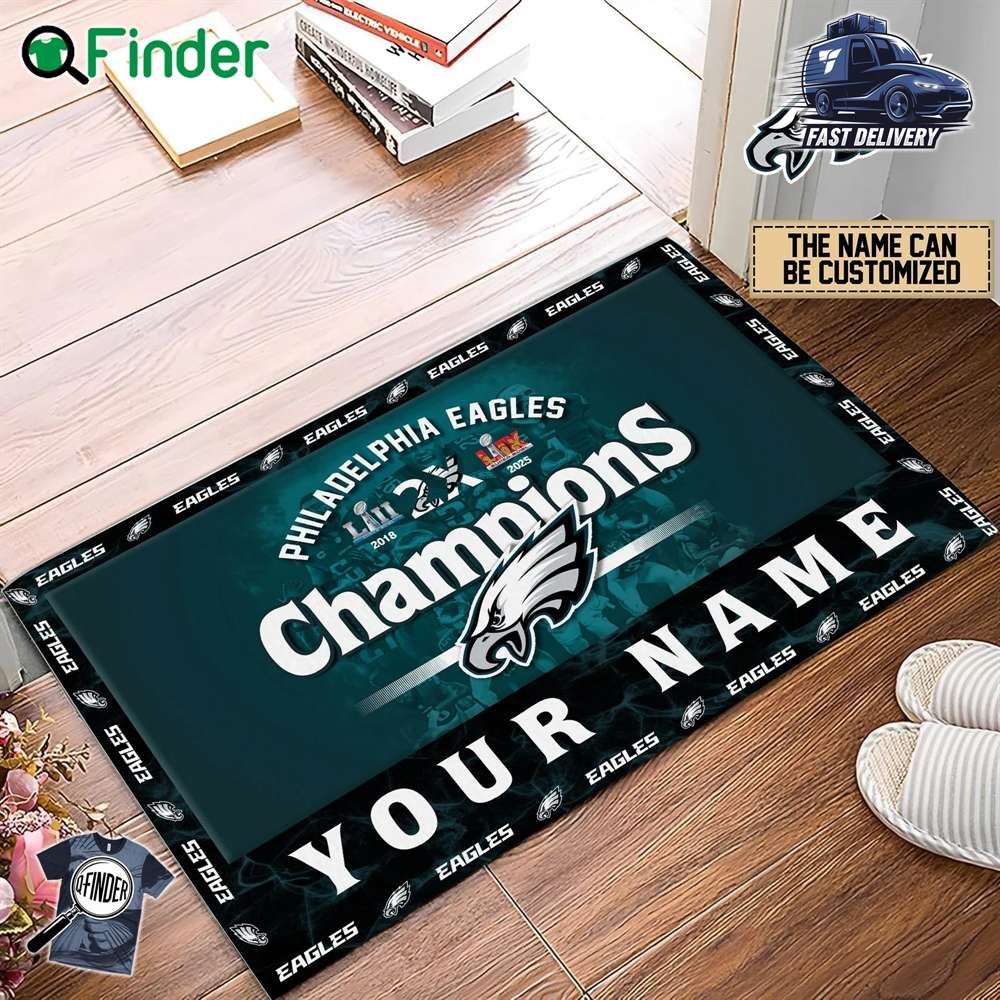 New Philadelphia Football Team Super Bowl Lix Champions Doormat For Fan Limited Edition Custom Name New Philadelphia Football Team Super Bowl Lix Champions Doormat For Fan- Limited Edition Custom Name