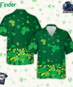 Happy St Patrick's Day Hawaiian Shirt Gold Coins Shamrock Button Up Shirt