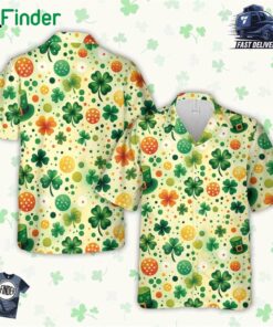 Happy St Patrick's Day Hawaiian Shirt Irish Flag Circle Shamrock Button Up Shirt