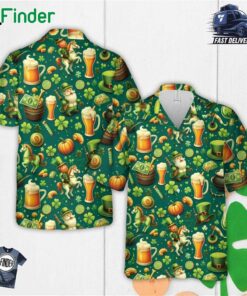 Leprechaun Drinking St Patrick's Day Hawaiian Shirt Irish Drinking Team Shirt For Beer Lover