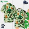St Patrick's Day Hawaiian Shirt Patrick's Hat Shamrock Button Up Shirt Leprechaun Drinking Shirt