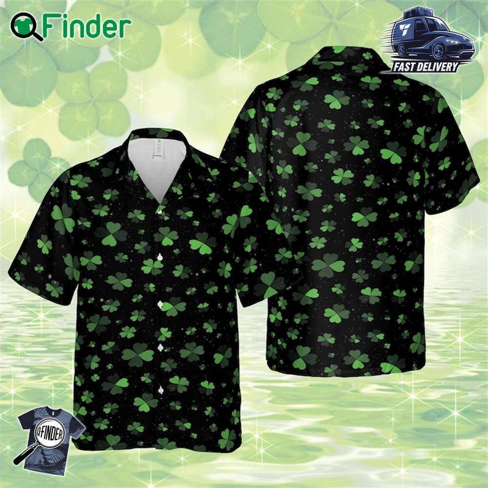 Shamrocks St Patrick's Day Hawaiian Shirt Four Leaf Clover St Patty's Day Button Up Shirt Shamrocks St Patrick's Day Hawaiian Shirt Four Leaf Clover St Patty's Day Button Up Shirt