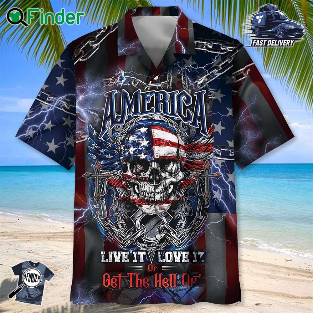 American Patriot Skull Hawaiian Shirt American Patriot Skull Hawaiian Shirt