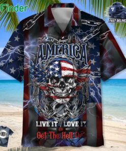 American Patriot Skull Hawaiian Shirt Men