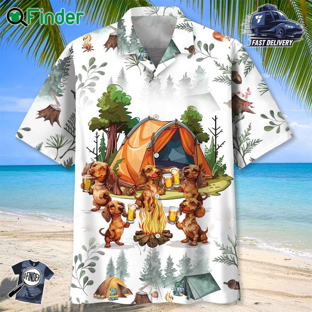 Dachshund Camp Fire Drinking Team Hawaiian Shirt Dachshund Camp Fire Drinking Team Hawaiian Shirt