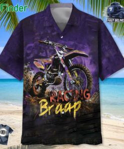 Dirtbike Braap Racing Purple Drawing Hawaiian Shirt