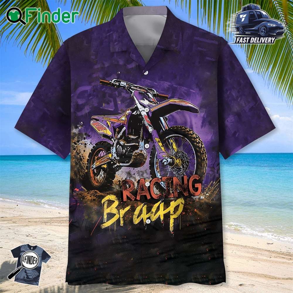 Dirtbike Braap Racing Purple Drawing Hawaiian Shirt Dirtbike Braap Racing Purple Drawing Hawaiian Shirt